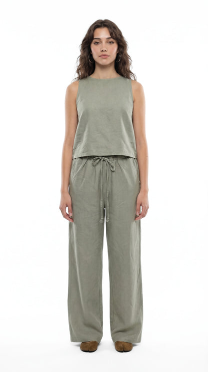 Sleeveless Linen Set