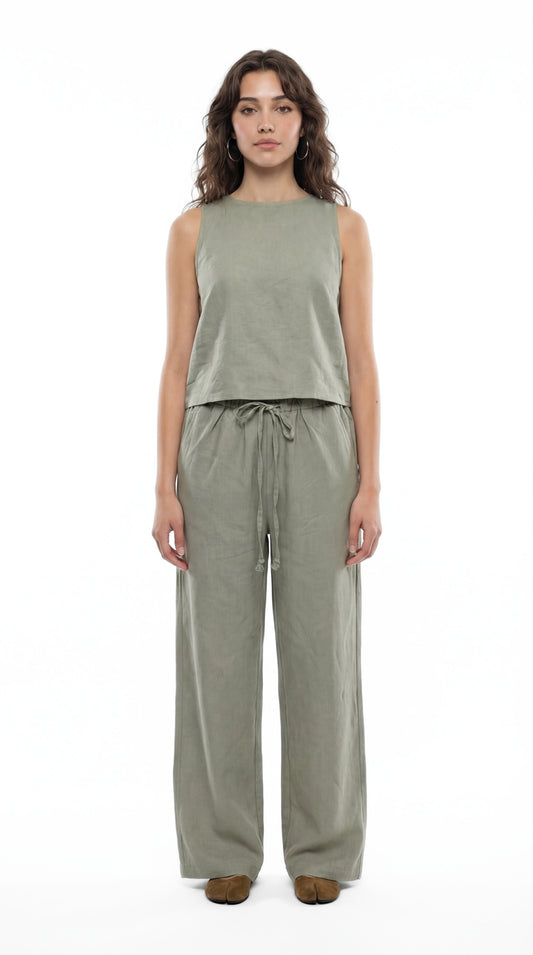 Sleeveless Linen Set