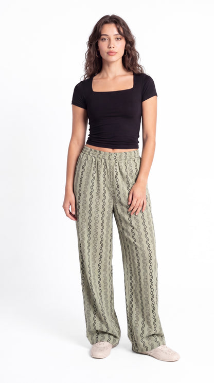 Wavy Stripe Wide Leg Pants