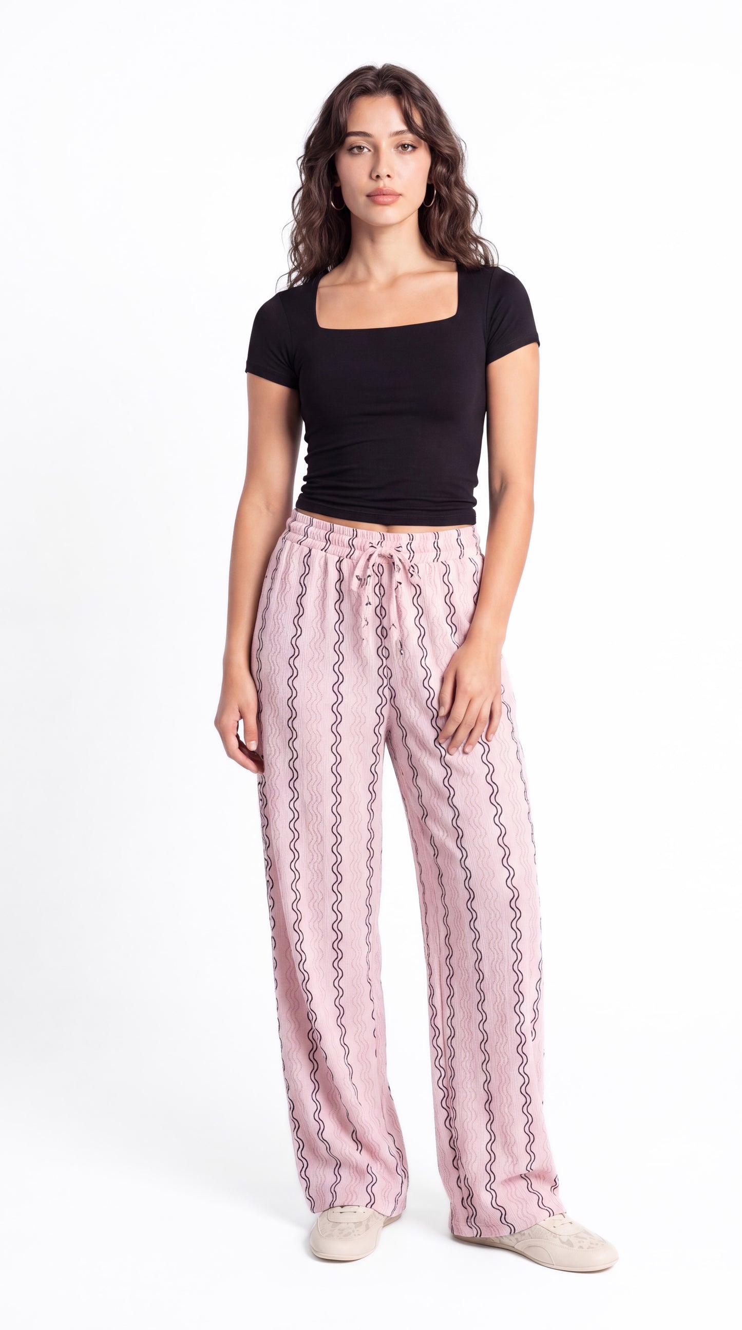 Wavy Stripe Wide Leg Pants