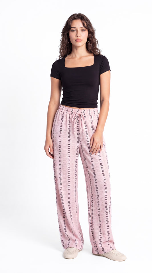 Wavy Stripe Wide Leg Pants