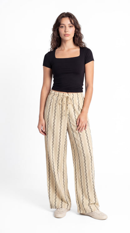 Wavy Stripe Wide Leg Pants