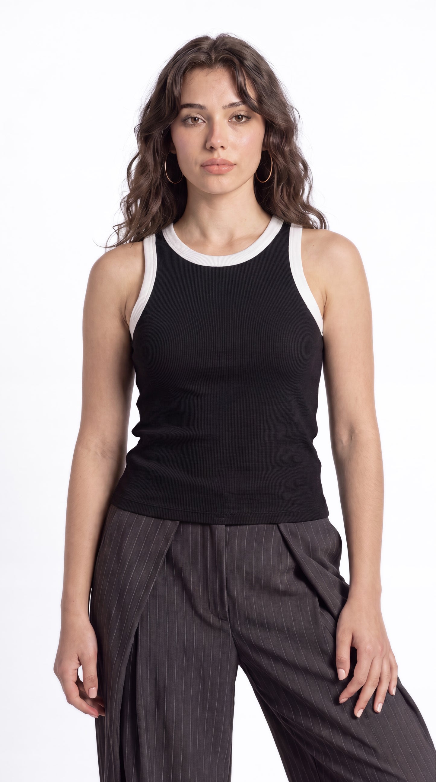 Contrast Ribbed Tank Top
