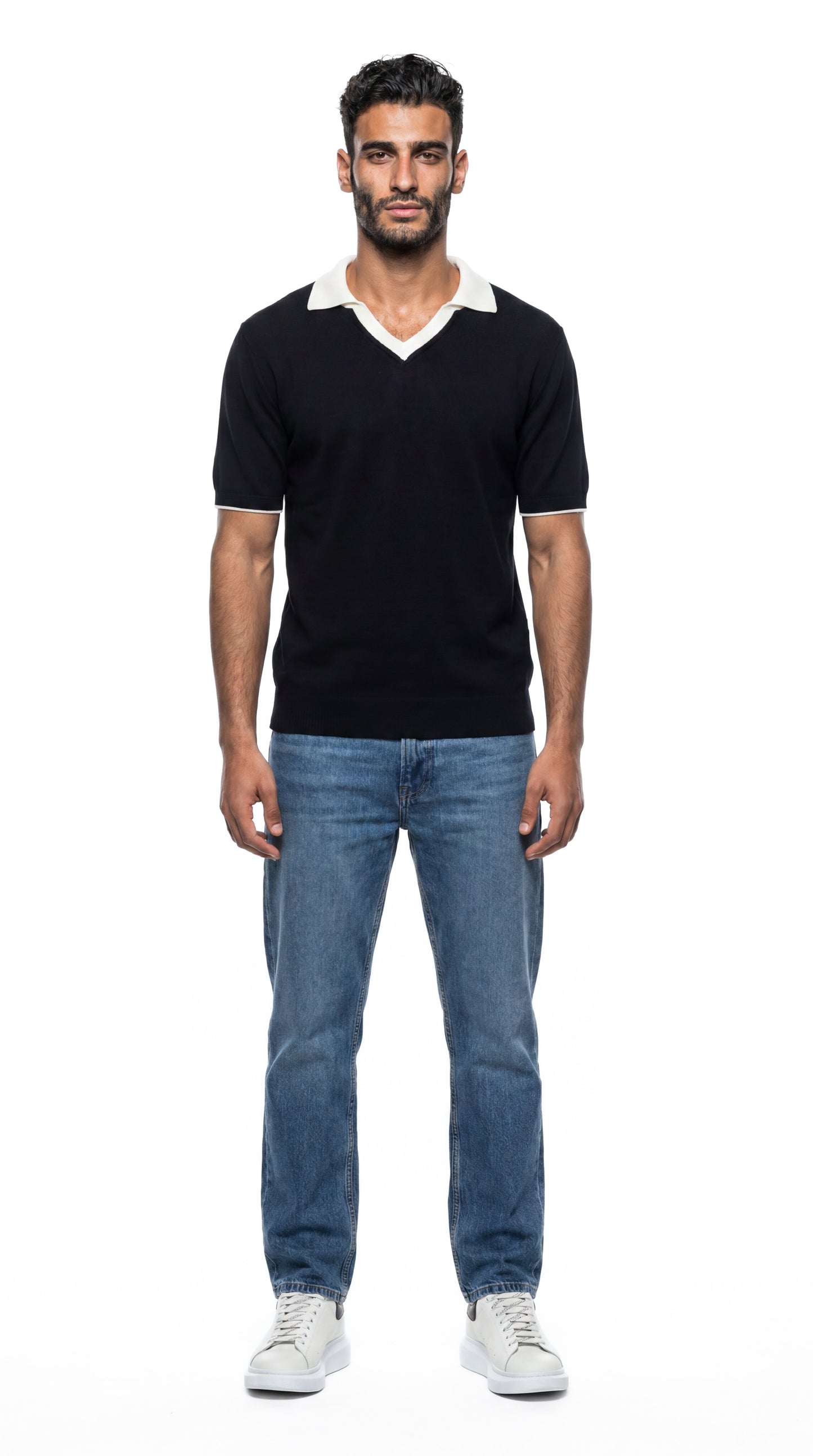 Contrast Knit Polo