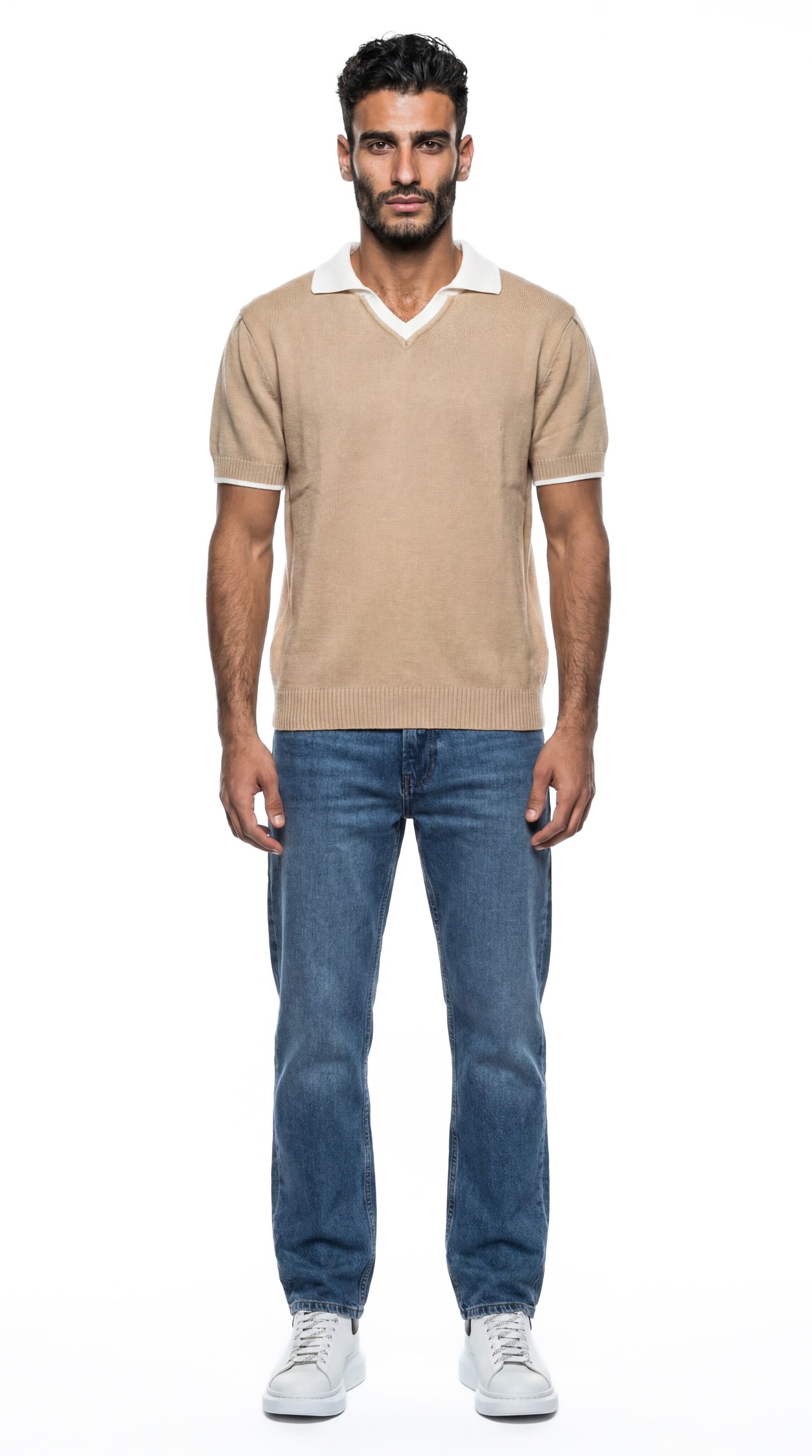 Contrast Knit Polo