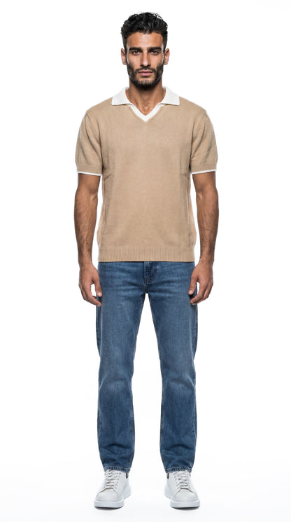 Contrast Knit Polo