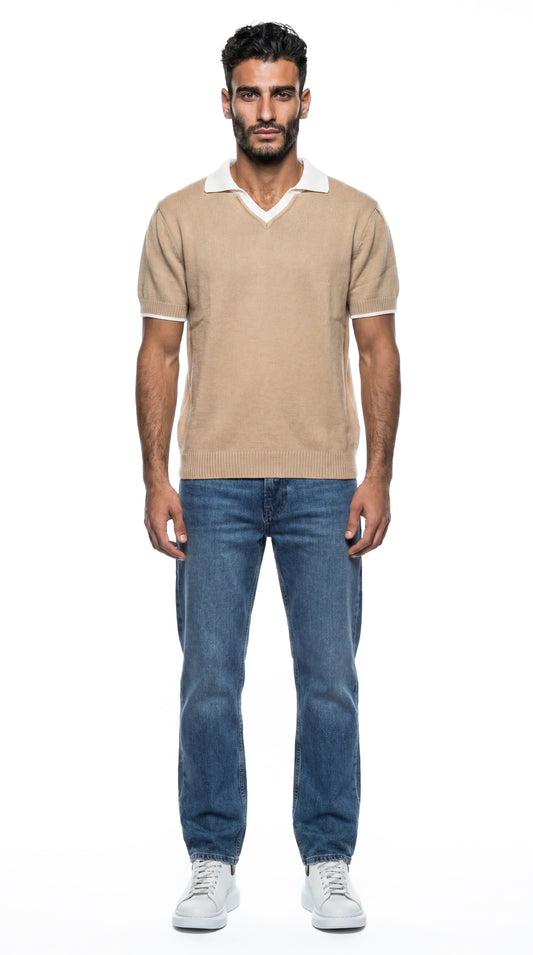Contrast Knit Polo