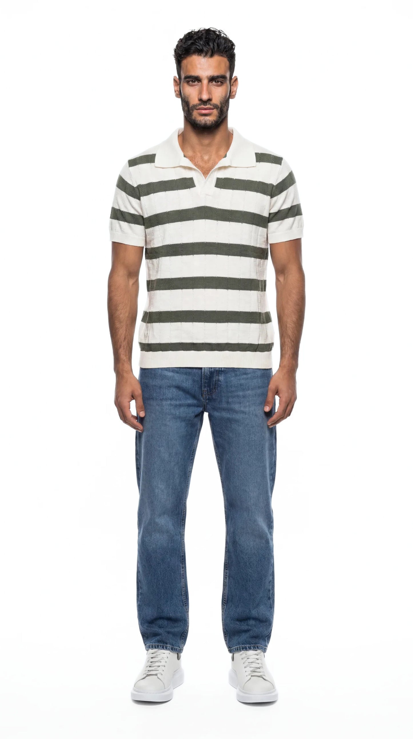 Striped knit Polo