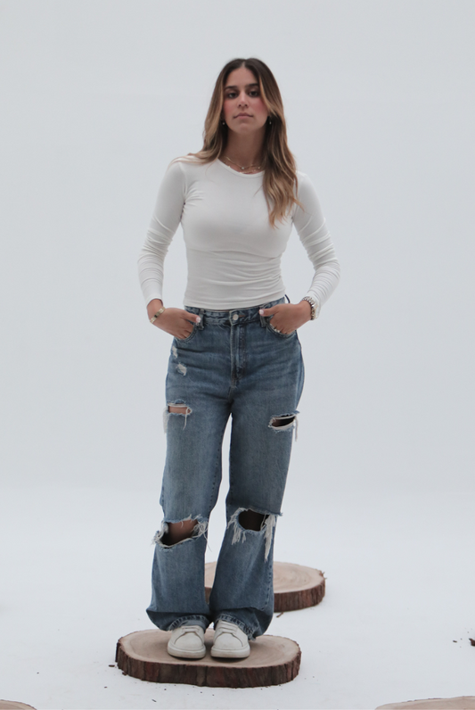 Sleeved Fitted Cotton Jersey