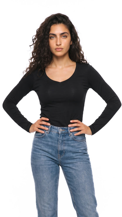 Long Sleeve V Neck Top