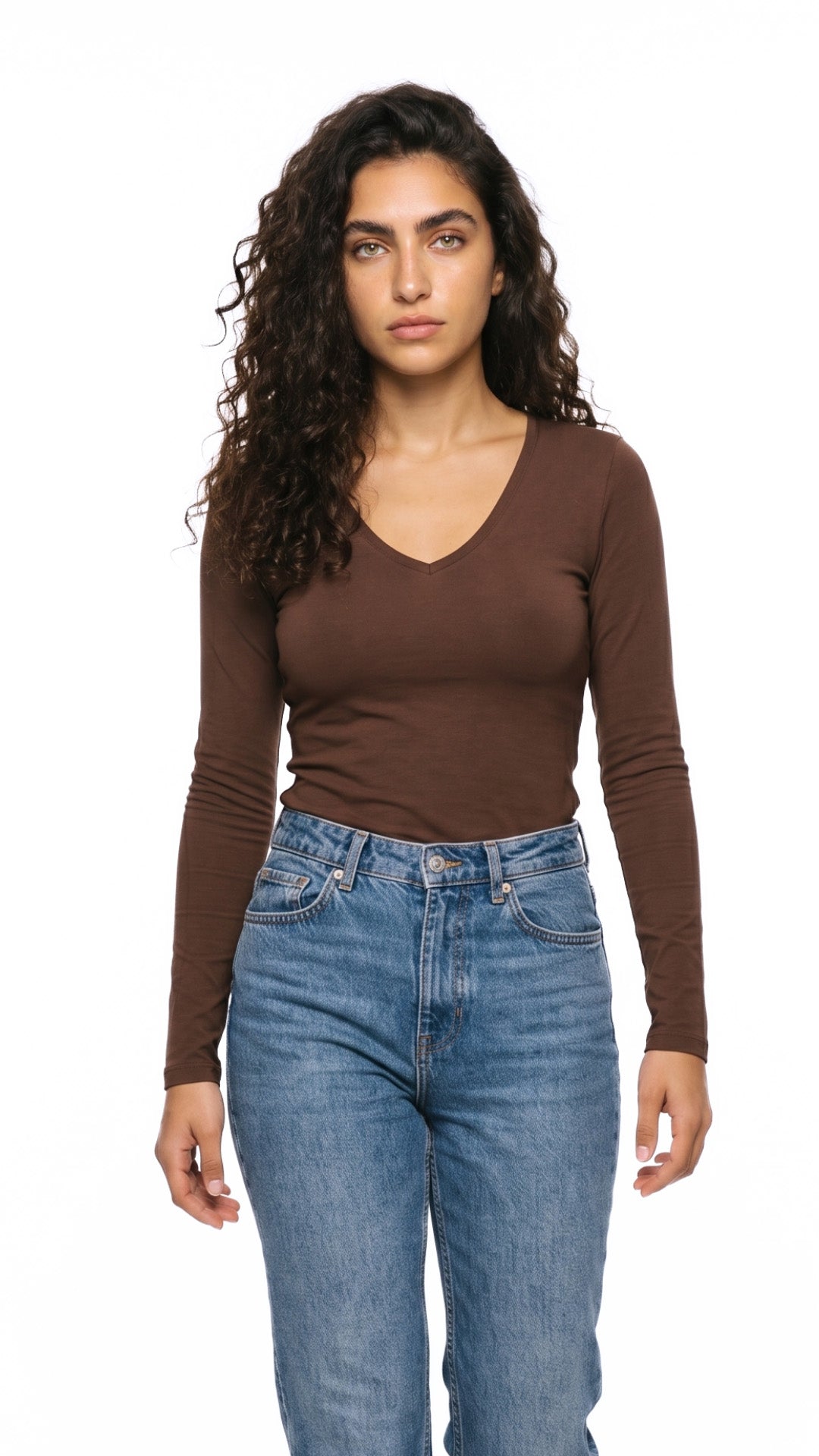 Long Sleeve V Neck Top