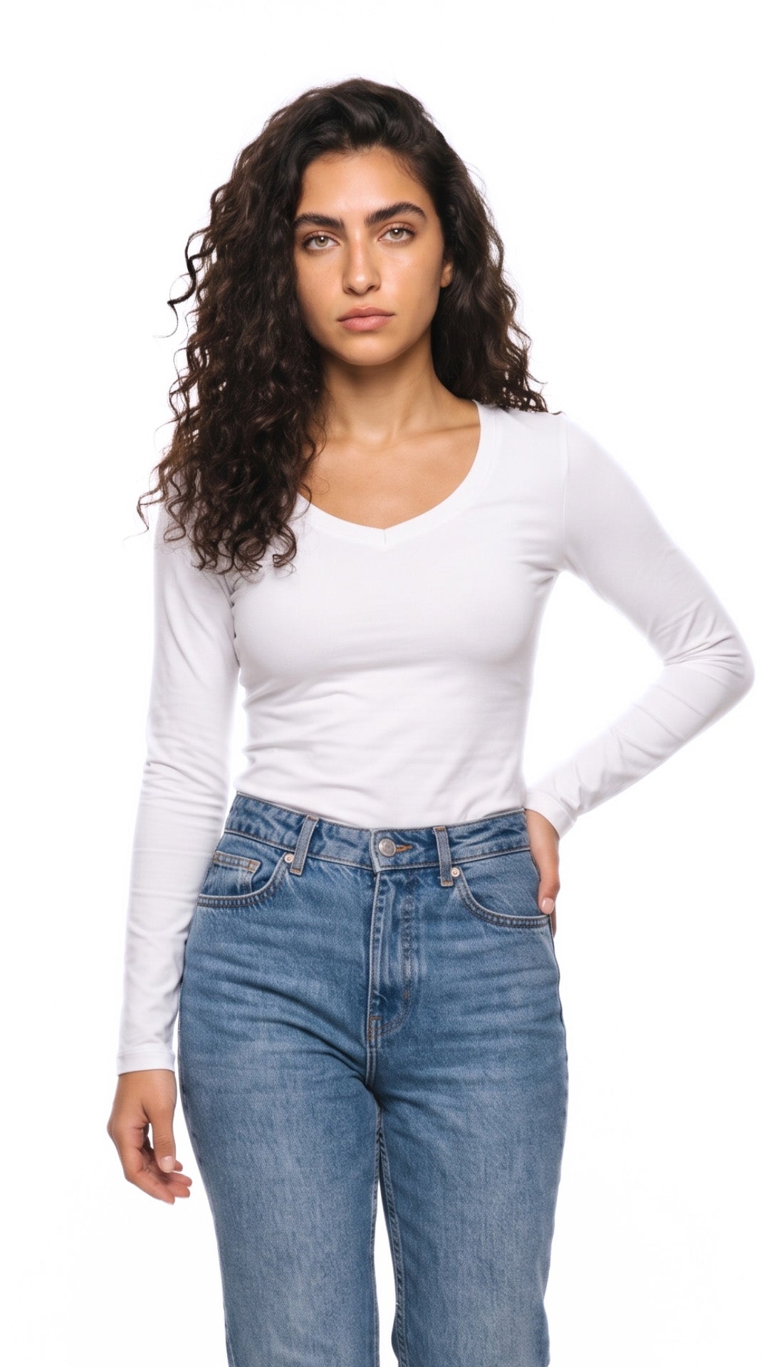 Long Sleeve V Neck Top