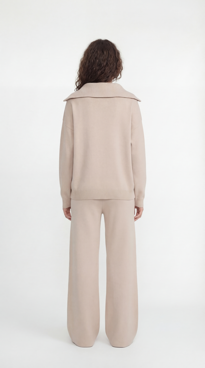 Quarter zip knit set